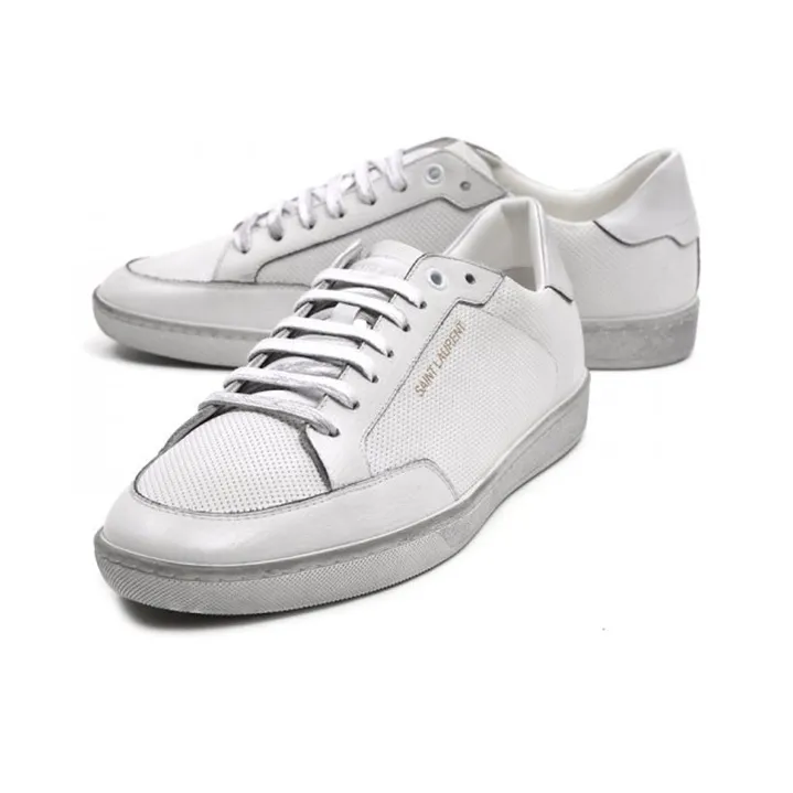 SAINT LAURENT Low Top Stylish Skateboarding Shoes Men's White Vintage Version-2