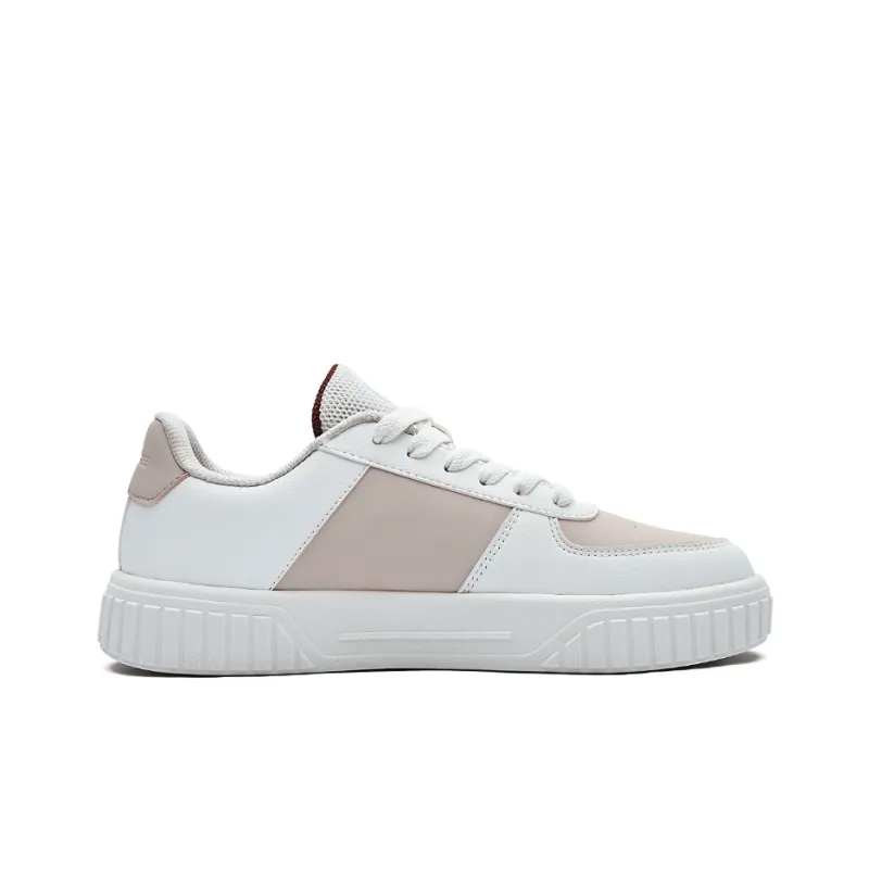 Erke Falling Flowers Low Top Skateboard Shoes Women's White Red-1