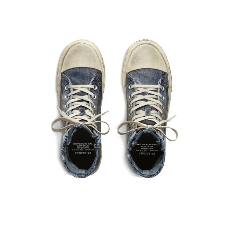 Balenciaga Paris High Top Blue Destroyed Denim-3