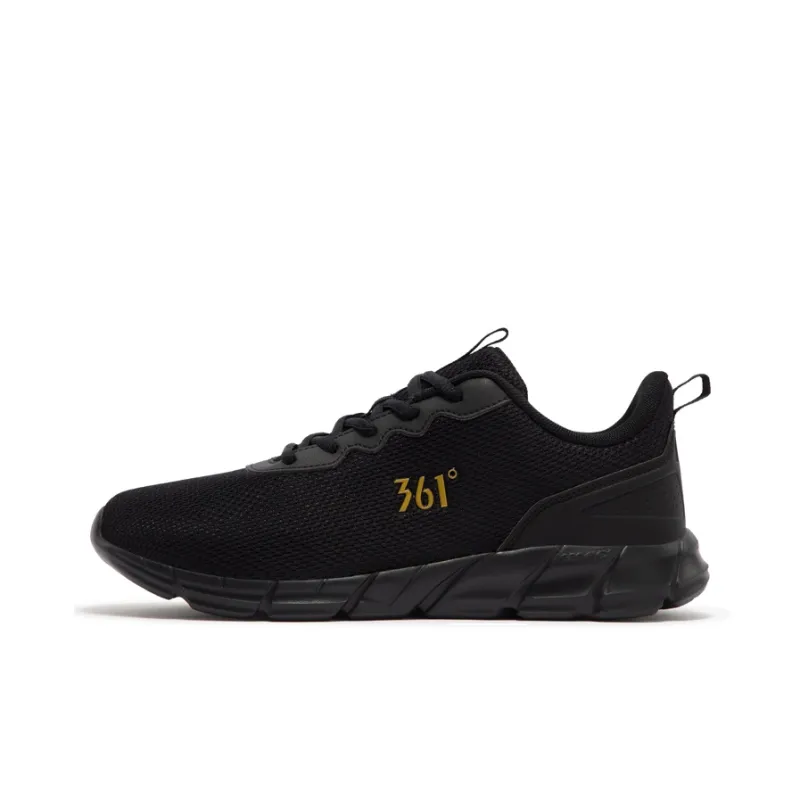 361° Cushioning Wear Resistant Low Top Running Shoes Men's Black Gold-0
