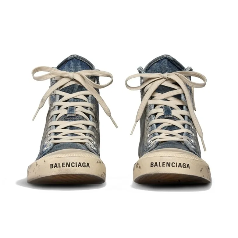Balenciaga Paris High Top Blue Destroyed Denim-4