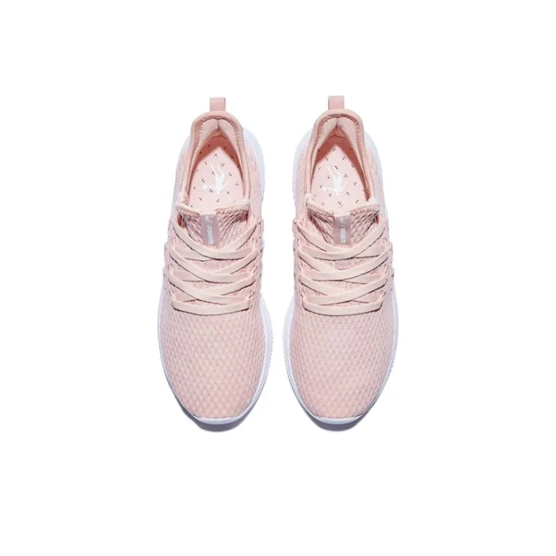 QIAODAN Anti Slip Wear Resistant Breathable Lightweight Low Top Running Shoes Women's White Pink-4