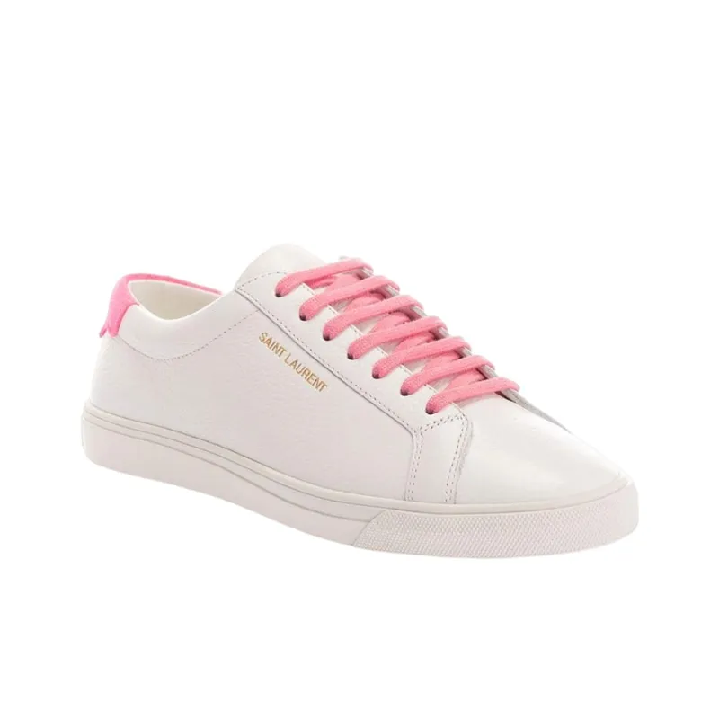 SAINT LAURENT Low Top Stylish Skateboarding Shoes Women's White Pink-2