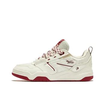 QIAODAN Low Top Skateboard Shoes Men's Beige White Red