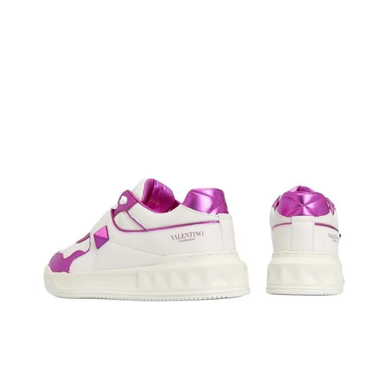 Valentino Rockstud Low Top Stylish Skateboarding Shoes Women's White Purple-5