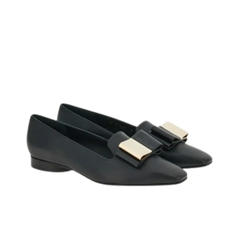 FERRAGAMO Bow-detail Lambskin Loafers-1
