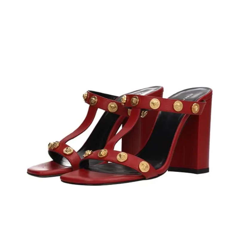 VERSACE Slide Slippers Women's Red-2