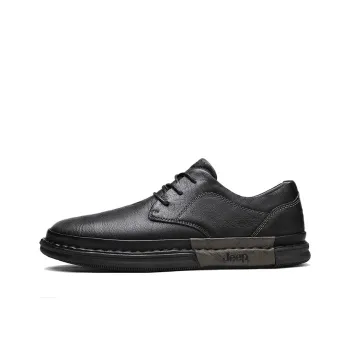 Jeep Low Top Workwear Casual Leather Shoes Black