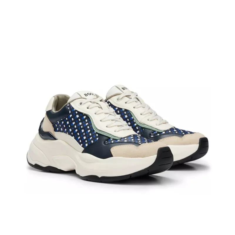 HUGO BOSS Slip-Resistant Low-Top Sports Casual Shoes Women's White Blue-2