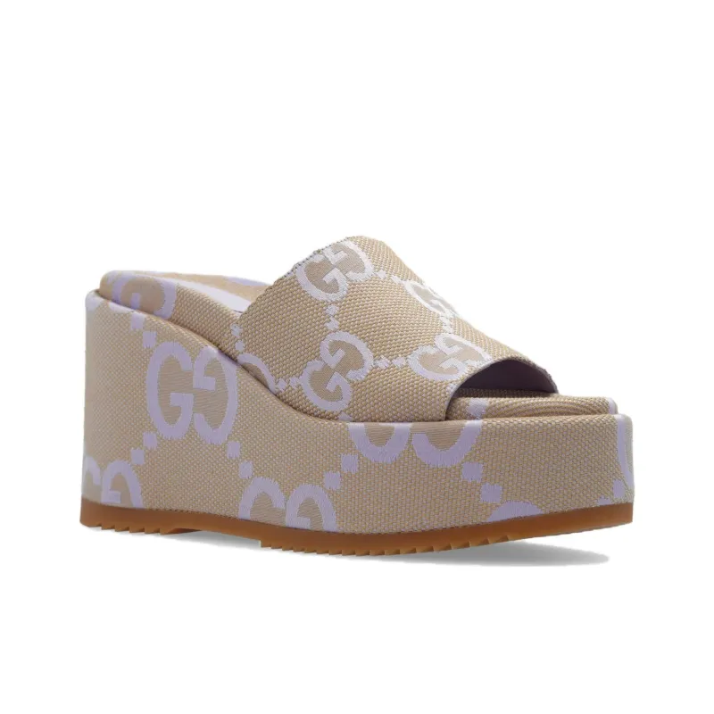 GUCCI Women's Platform Sandal 'Jumbo Gg Beige Lapis' Women's-2