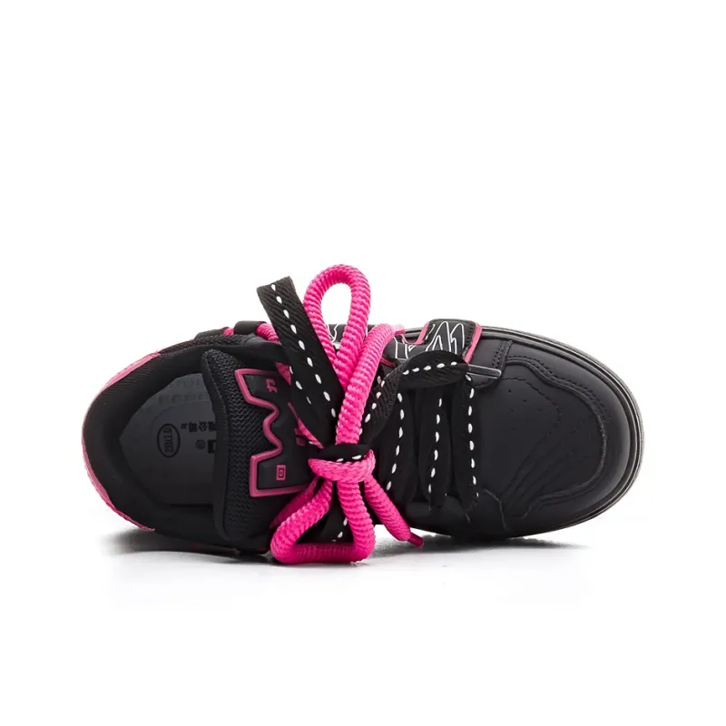 Warrior High Top Skateboard Shoes Women's Black Rose Red-2