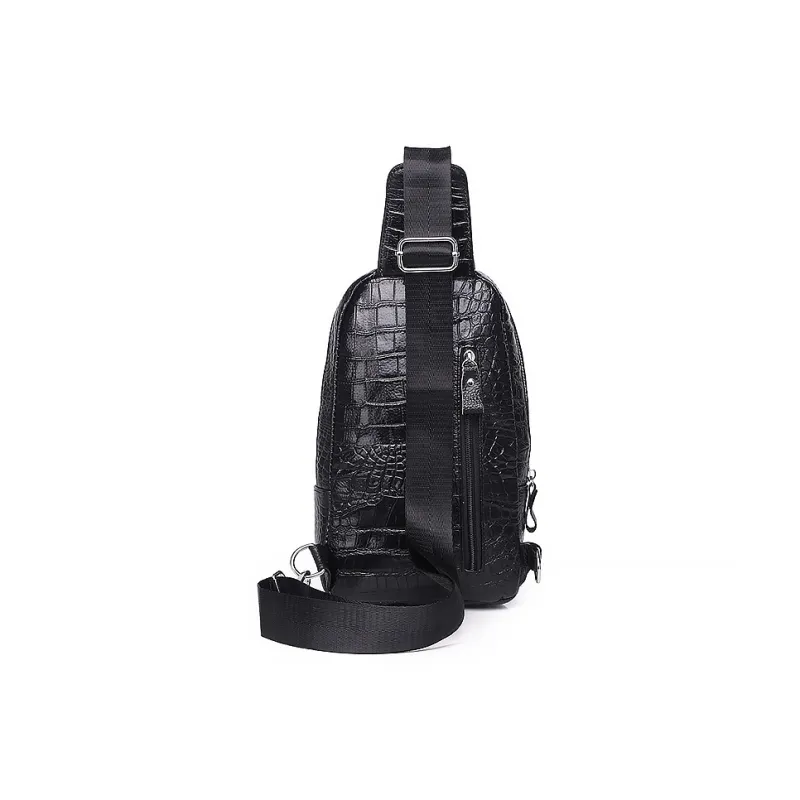 Yalu Top Grain Cow Leather Sling Bag Men's Black-2