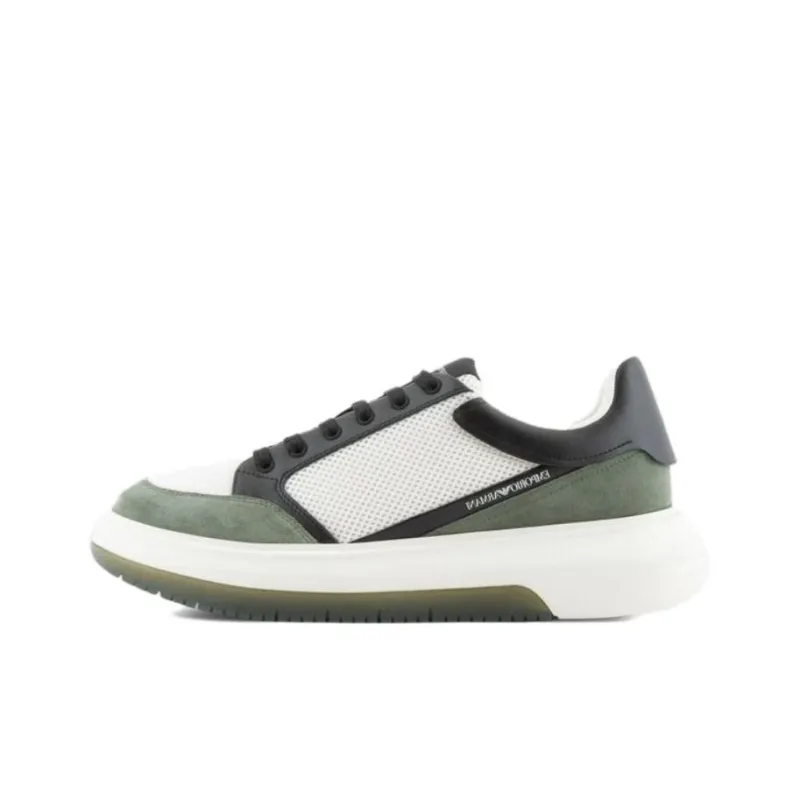 EMPORIO ARMANI Anti Slip Wear Resistant Low Top Skateboard Shoes Men's White Green-0