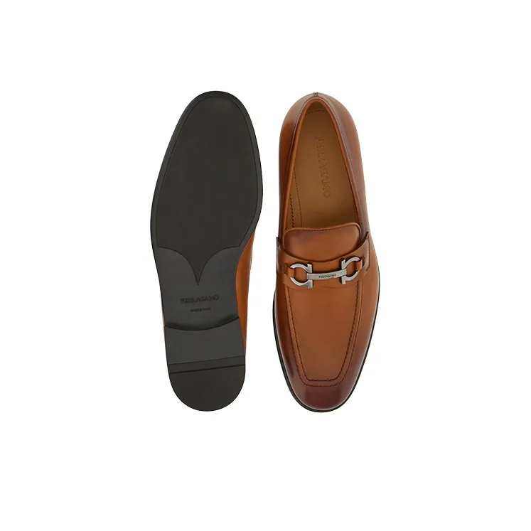 FERRAGAMO Gancini-plaque Leather Loafers-4