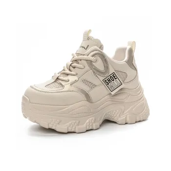 Shoe Cabinet Floral Language Breathable Lightweight Height Increasing Low-Top Chunky Sneakers Women's