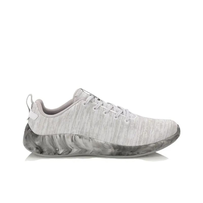 LiNing Cushioning, Slip Resistant, Abrasion Resistant, Lightweight, Breathable Low Top Running Shoes Men's White Gray-1