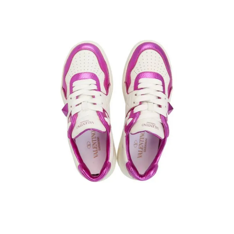 Valentino Rockstud Low Top Stylish Skateboarding Shoes Women's White Purple-4