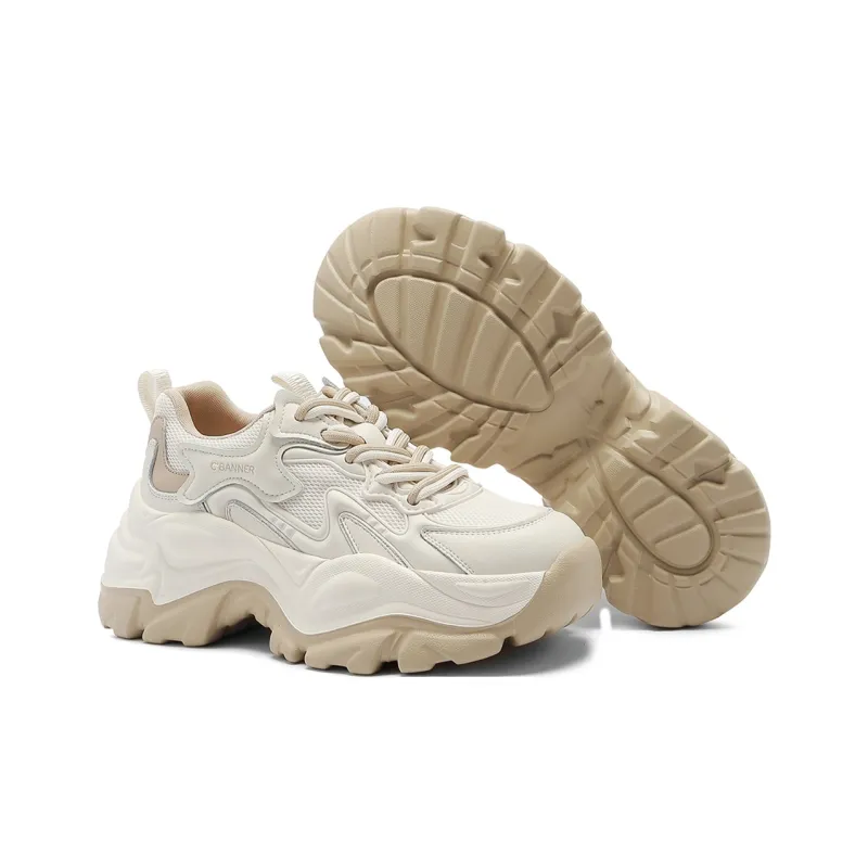 C°BANNER Low Top Chunky Sneakers Women's Beige Apricot-3