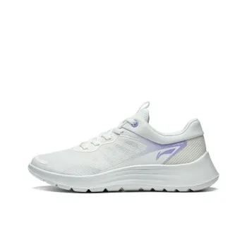 LiNing Cushioned Slip Resistant Abrasion Resistant Breathable Low Top Casual Running Shoes Women's White Purple