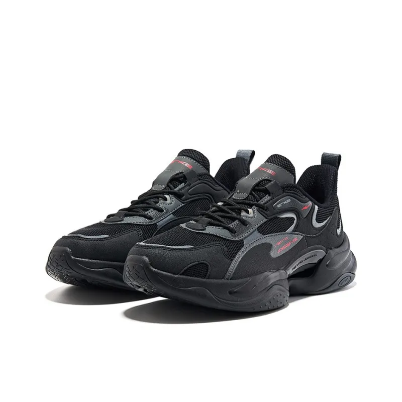 Erke Cushioning Anti Slip And Wear Resistant Low Top Running Shoes Men's Black-2