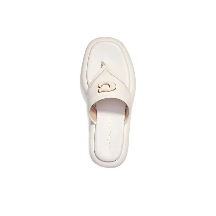 COACH Rubber Sole Slip-Resistant Flip Flops Women's White-3