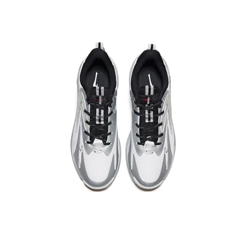 Erke Cushioning Anti Slip And Wear Resistant Low Top Running Shoes Men's Silver Black-2