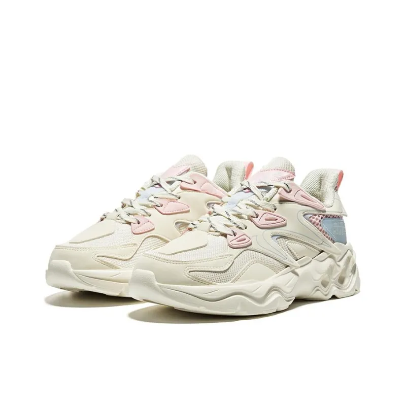 HENANBOWUYUAN x Erke Cushioning, Slip Resistant, And Abrasion Resistant Low Top Running Shoes Women's White Pink Blue-2