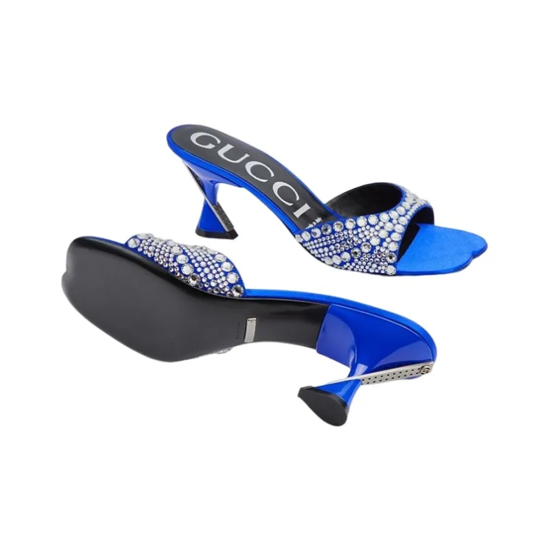 GUCCI Slide Slippers Women's Blue-4