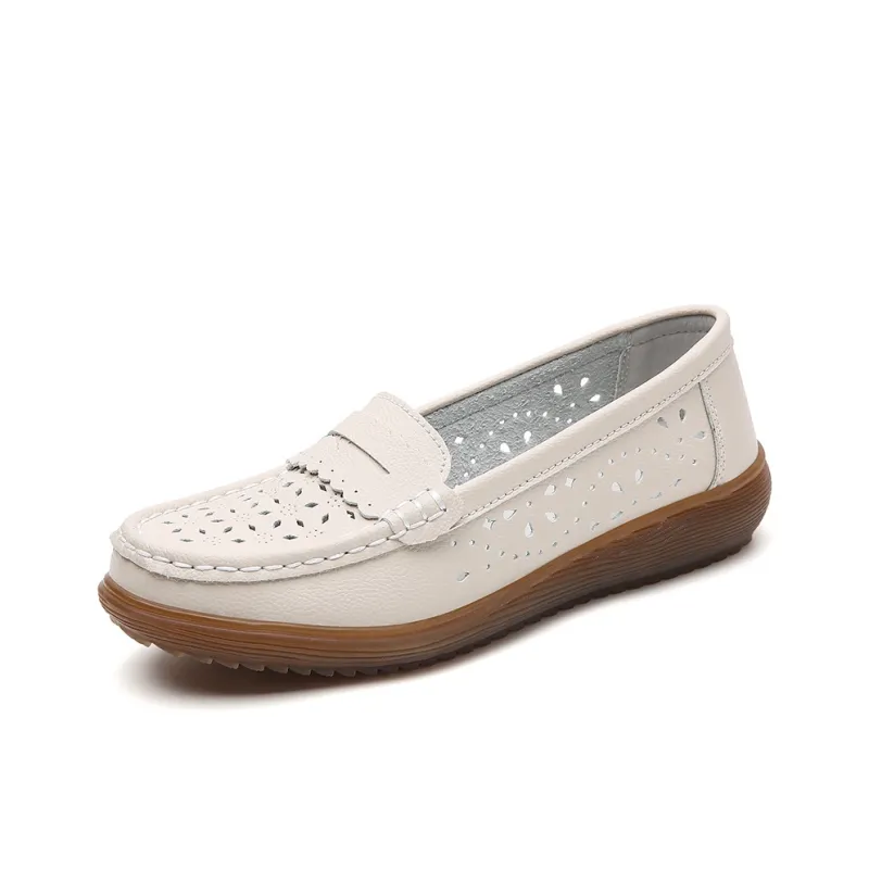 Reivantix Gommino Loafers Women's Beige/Gray/Black/White-4