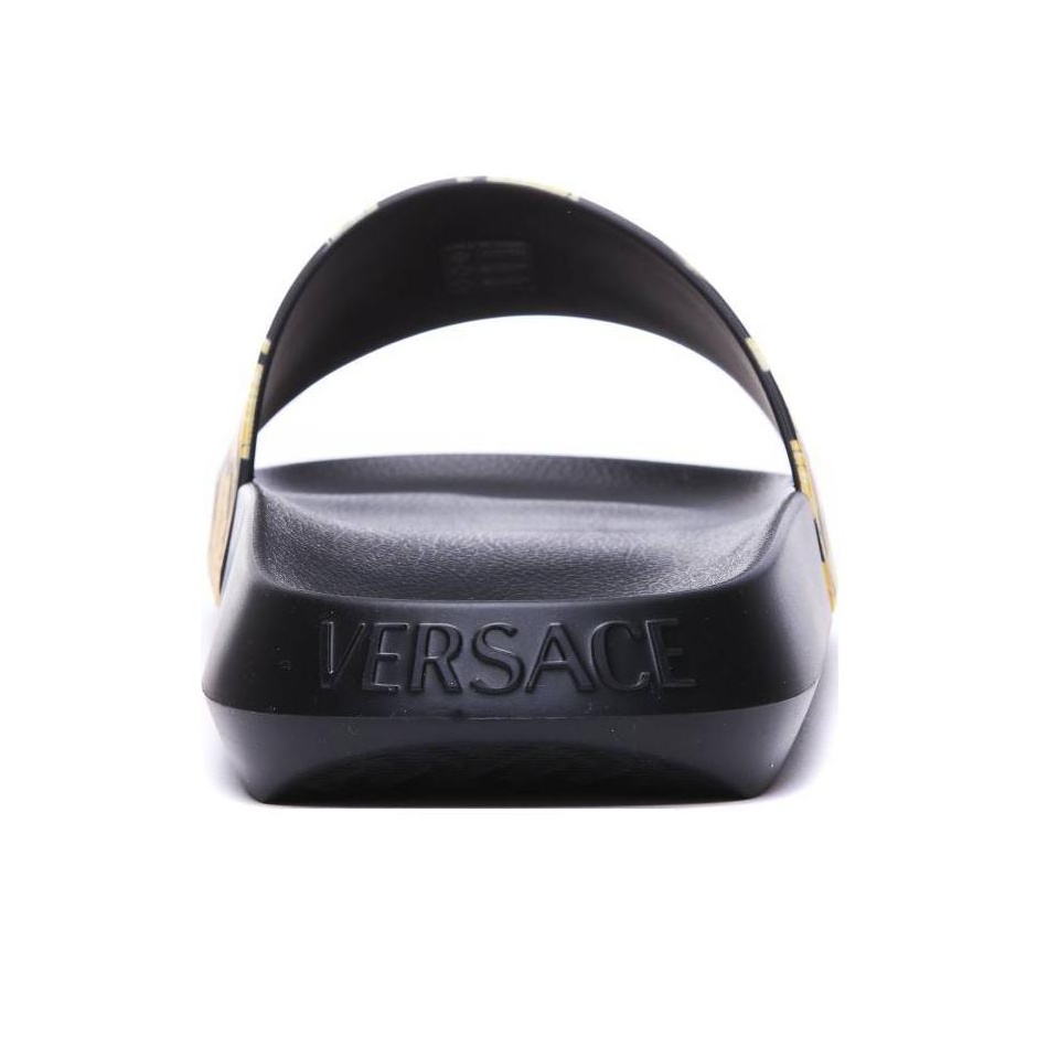 VERSACE Baroque Pool Slide Black Gold Shoe Box Included US M
