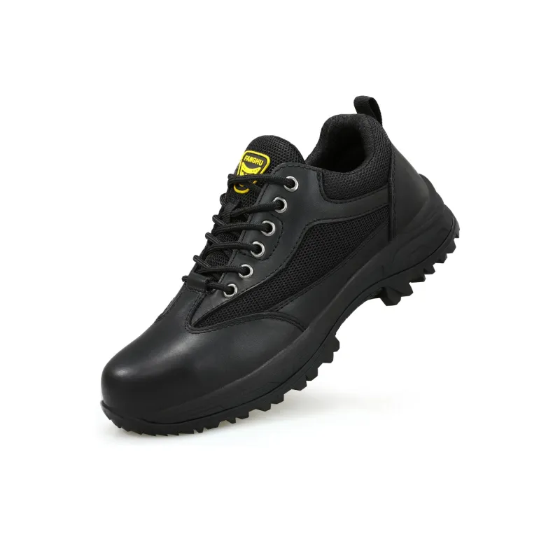 Blue Gull Shield Labor Shoes Wear Resistant Slip Resistant Low Top Outdoor Shoes Unisex Black-1