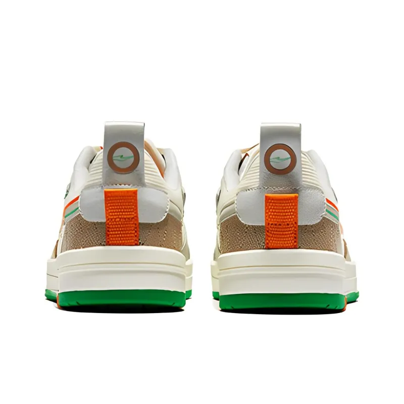 Erke Anti Slip Wear Resistant Low Top Skateboard Shoes Men's White Green-4