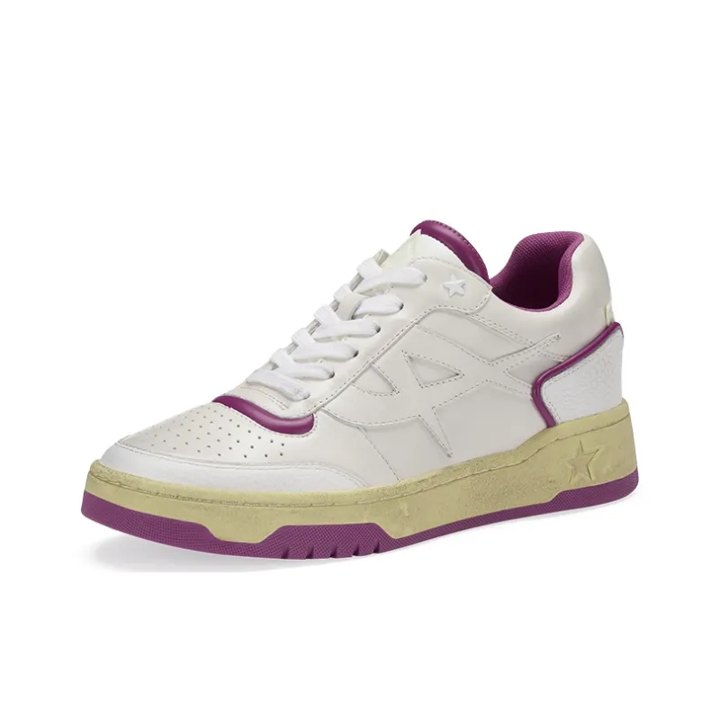ASH BLAKE Collection Low Top Skateboard Shoes Women's White Purple-1