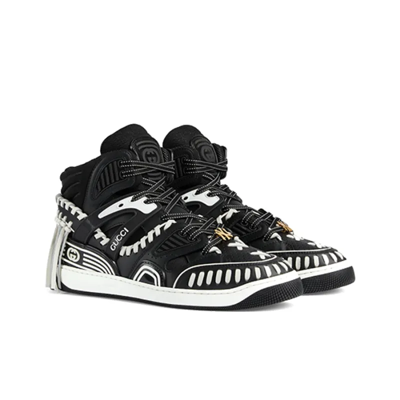 GUCCI Slip-Resistant High-Top Skateboard Shoes Men's Black-1