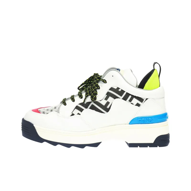 FENDI Women's T-Rex Leather High Sole 'White Blue Green'-0
