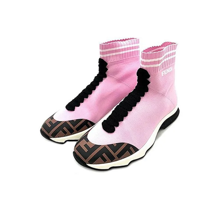 FENDI Slip Resistant Breathable High Top Sports Casual Shoes Women's Pink-2