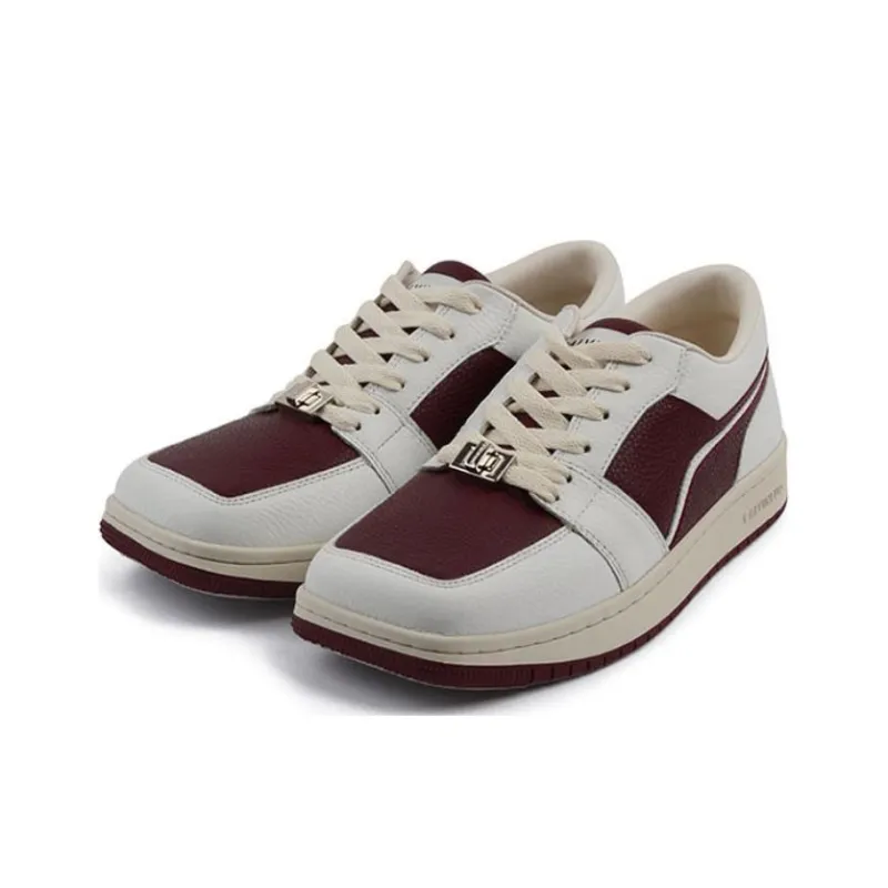 CALVINLUO Low Top Stylish Skateboarding Shoes Unisex Burgundy-2