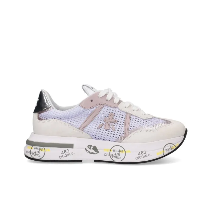 PREMIATA Cushioning Breathable Low-Top Casual Shoes Women's Gray White Pink-1