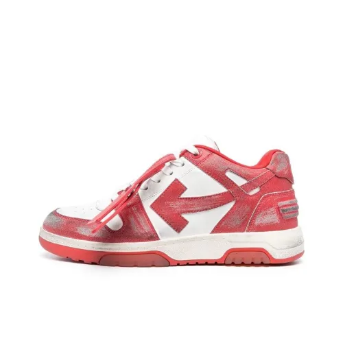 OFF-WHITE Out Of Office OOO Low Tops Red White Vintage Distressed Leather