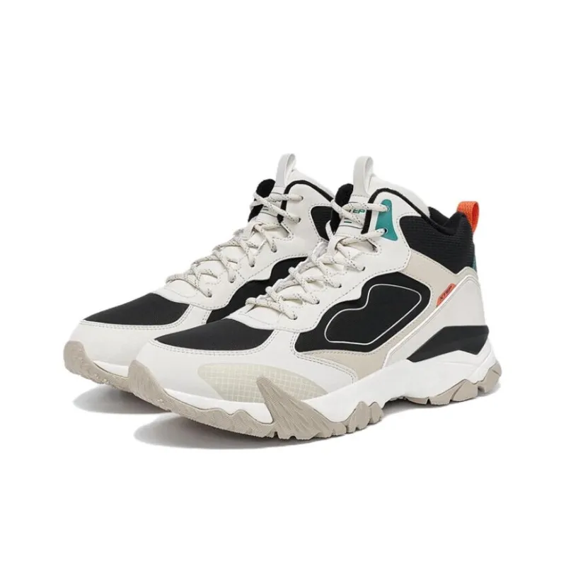 XTEP Volcano Slip Resistant, Abrasion Resistant, Breathable, Thermal Mid Top Sports Casual Shoes Men's Black White-2