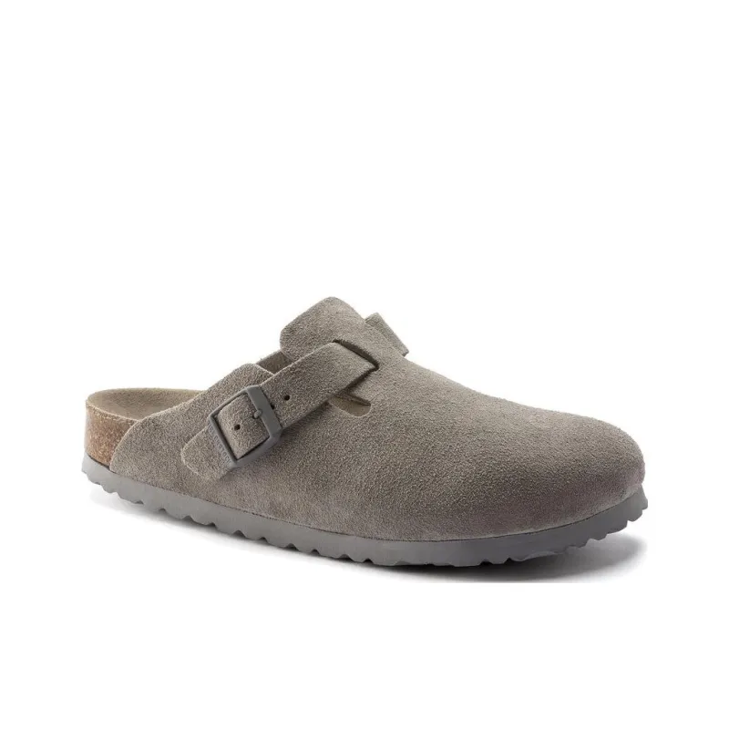 Birkenstock Boston Soft Footbed Suede Leather 'Stone Coin'-1