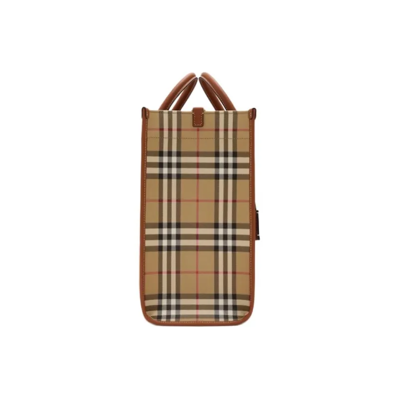 Burberry Polyurethane Tote Bag Shopping Bag Handbag Medium Size Women's Brown-1