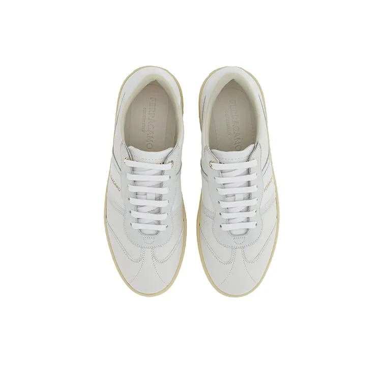 FERRAGAMO Logo-print Lace-up Leather Sneakers-3