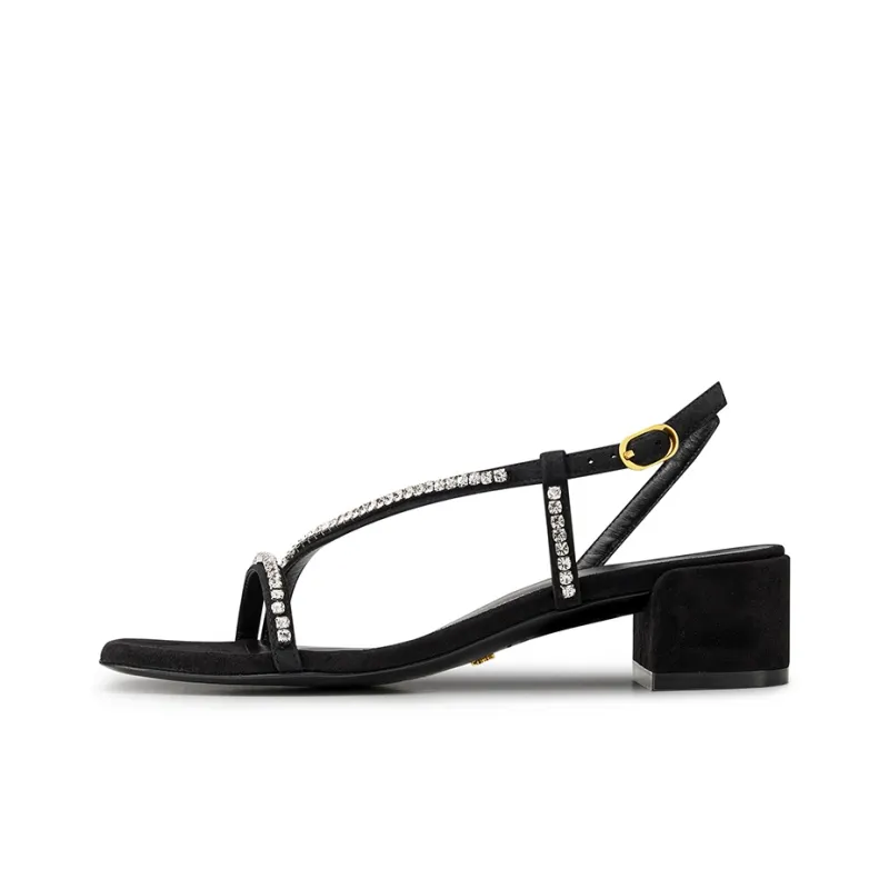 Stuart Weitzman/SW Soiree Crystal 35 Strap Sandals Women's Black-0
