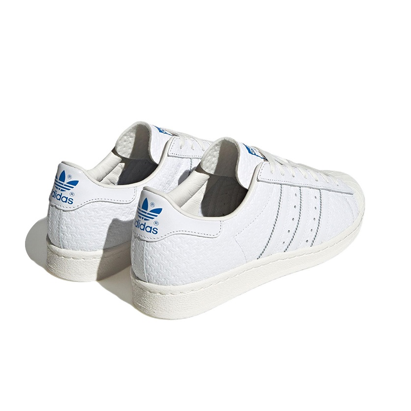 Adidas Originals Superstar 82 Debossed Geometric Print White Blue - POIZON