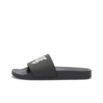 PALM ANGELS Pa Monogram Pool Slides Black Light Grey
