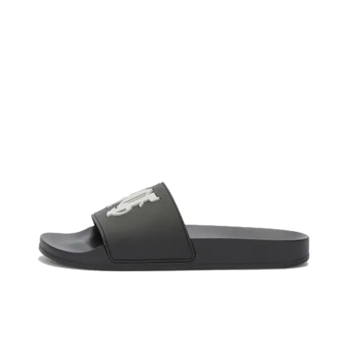 PALM ANGELS Pa Monogram Pool Slides Black Light Grey