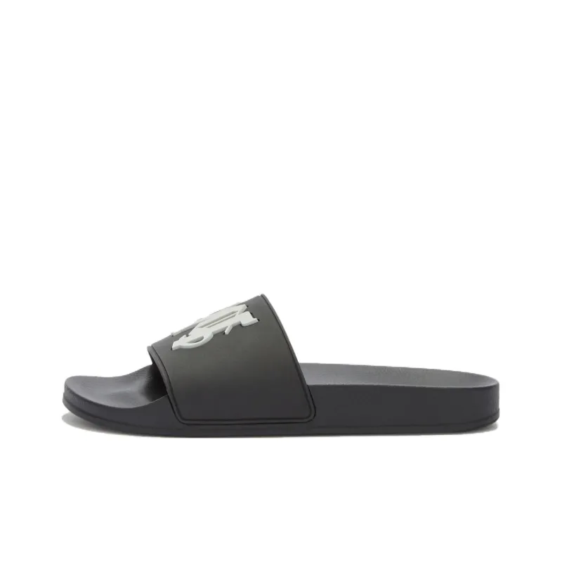 PALM ANGELS Pa Monogram Pool Slides Black Light Grey-0