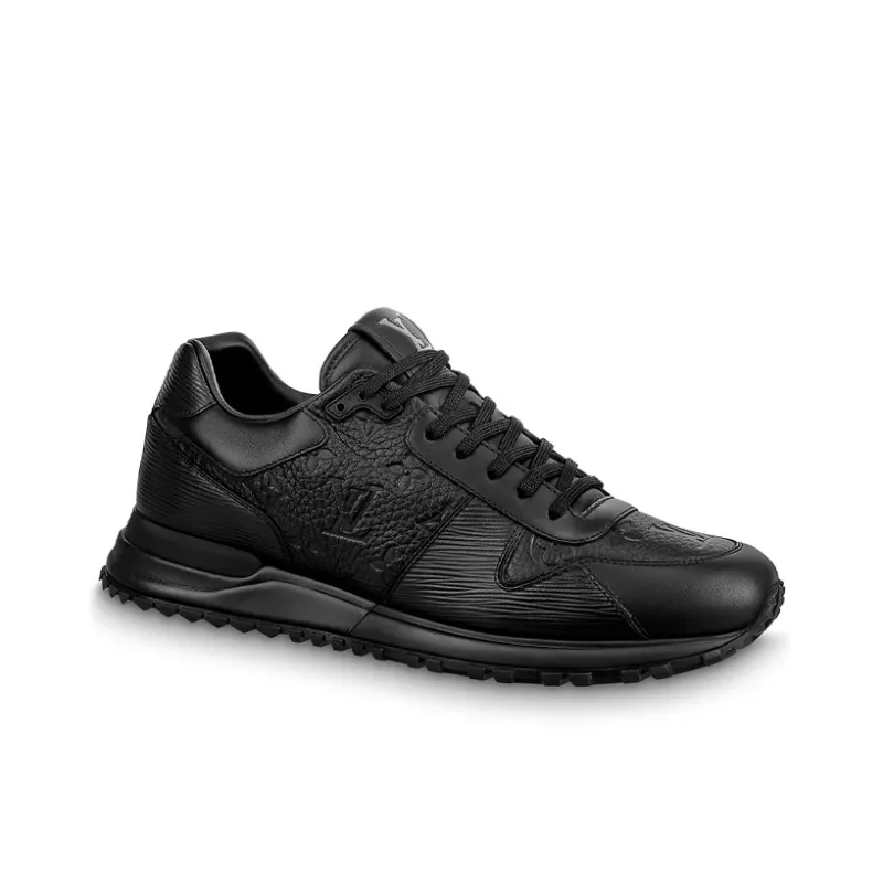LOUIS VUITTON Run Away Sneaker Monogram Embossed Leather Black-1