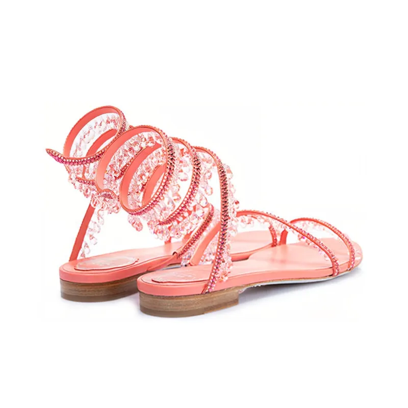 RENE CAOVILLA Chandelier Strap Sandals Women's Peach Pink-3